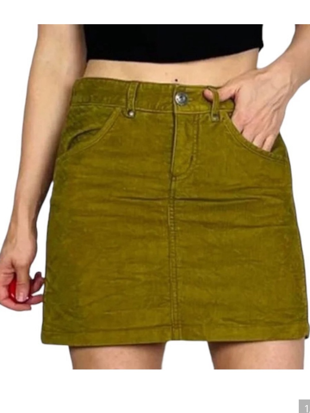 Athleta Kaleidoscope Green/ Mustard Corduroy Mini Skirt, size 6